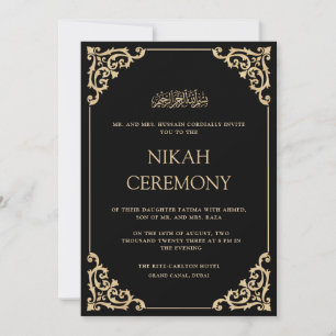 Elegante, aufwendige schwarze Nikah-Zeremonie-Hoch Einladung
