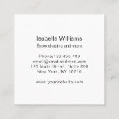 Elegante Augenbrauen Quadratische Visitenkarte (Rückseite)