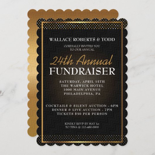 Elegante Auktion Corporate Gala Fundraiser Einladu Einladung (Vorne/Hinten)