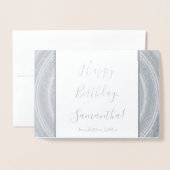 Elegante, ausgefeilte "Happy Birthday"-Karte Folienkarte (Vorderseite mit Umschlag)