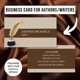 Elegante Author Book Writer Brown Tinte Business C Visitenkarte