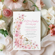 Elegante Autumn Pumpkin and Floral Baby Shower