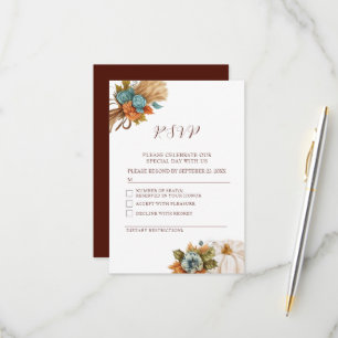 Elegante Autumn Pumpkin Hochzeit im Herbst RSVP Ca Karte