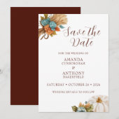 Elegante Autumn Pumpkin Hochzeit im Herbst Save th The Date (Vorne/Hinten)