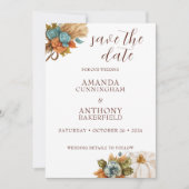 Elegante Autumn Pumpkin Save the Date Card (Vorderseite)