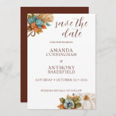Elegante Autumn Pumpkin Save the Date Card (Vorne/Hinten)