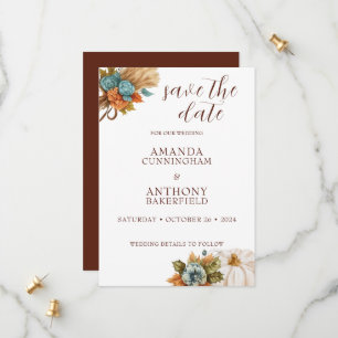 Elegante Autumn Pumpkin Save the Date Card