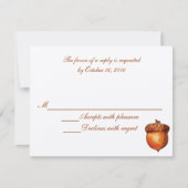 Elegante Autumnal Acorn Response Card RSVP Karte (Vorderseite)