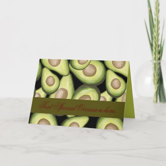 Elegante "Avocado" Print Folded Greeting Card Karte (Vorderseite)