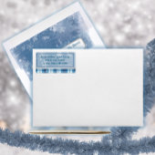 Elegante Azul Etiqueta de Dirección Navideña Adressaufkleber