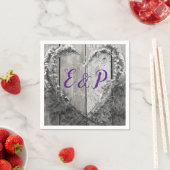 Elegante B&W Blume Rustikale Holzverheiratung Serviette (Beispiel)