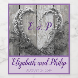 Elegante B&W Blume Rustikale Holzverheiratung Weinetikett