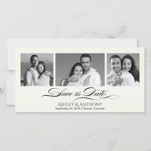 Elegante B&W-Fotocollage Hochzeit speichern Sie da Save The Date (Vorderseite)