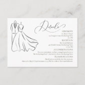 Elegante B&W Tux & Dress Formal Hochzeitsdetails Begleitkarte (Vorderseite)