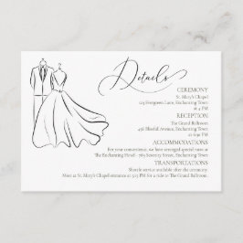 Elegante B&W Tux & Dress Formal Hochzeitsdetails Begleitkarte