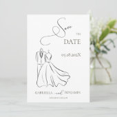 Elegante B&W Tux & Dress Save the Date Hochzeit Einladung (Stehend Vorderseite)