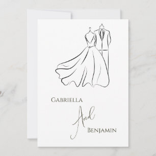 Elegante B&W Wedding Tux & Dress Formal Wedding Einladung