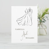 Elegante B&W Wedding Tux & Dress Formal Wedding Einladung (Stehend Vorderseite)