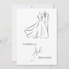 Elegante B&W Wedding Tux & Dress Formal Wedding Einladung