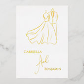 Elegante B&W Wedding Tux & Dress Formal Wedding Folieneinladung (Vorderseite)