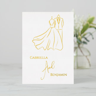 Elegante B&W Wedding Tux & Dress Formal Wedding Folieneinladung