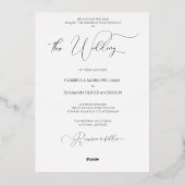 Elegante B&W Wedding Tux & Dress Formal Wedding Folieneinladung (Rückseite)