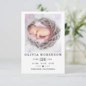 Elegante Baby Birth Announcement Card Ankündigung (Stehend Vorderseite)