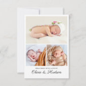 Elegante Baby Birth Announcement Card Ankündigung (Rückseite)