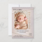 Elegante Baby Birth Foto Announcement Card Dankeskarte (Vorderseite)