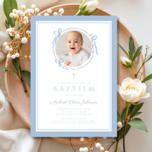 Elegante Baby-Blau-Bogen-Jungen-Foto-Taufe