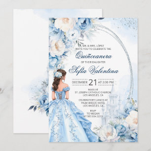 Elegante Baby-Blau-Quinceañera-Einladung Einladung