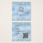 Elegante Baby Blue Glitzer and Foil Business Card (Vorne & Hinten)