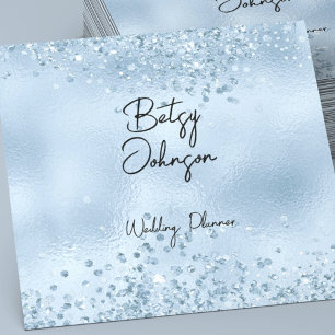 Elegante Baby Blue Glitzer and Foil Business Card