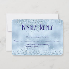 Elegante Baby Blue Glitzer & Foil Wedding RSVP Kar