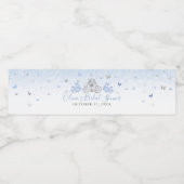 Elegante Baby Blue und Silver Princess Carriage Wasserflaschenetikett (Einzelnes Label)