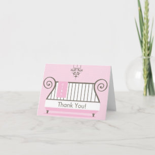 Elegante Baby Crib Baby Dusche Danke Note Card