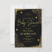 Elegante Baby-Dusche aus Gelb und Gold Foil Einladung (Vorderseite)
