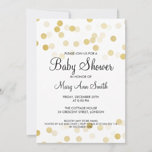 Elegante Baby Dusche Imitate Gold Foil Glitzer Lig Einladung (Vorderseite)