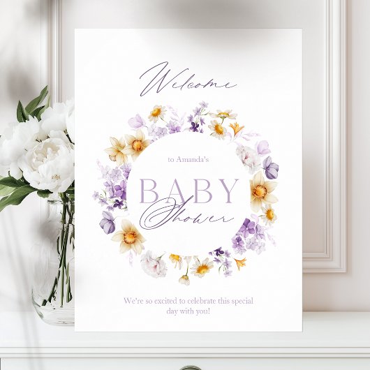 Elegante Baby-Dusche Willkommen Poster