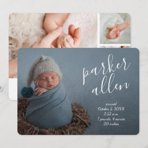Elegante Baby Foto Collage Geburtshinweise Ankündigung