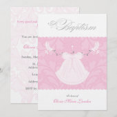 Elegante Baby Girl Taufe Einladung (Vorne/Hinten)