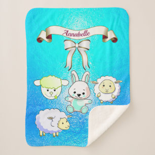 Elegante Baby Lambs Muster Name personalize Sherpadecke