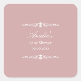 Elegante Baby-Party im Regency-Stil in Rosa Quadratischer Aufkleber