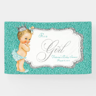 Elegante Baby-Party im Tealblau Banner