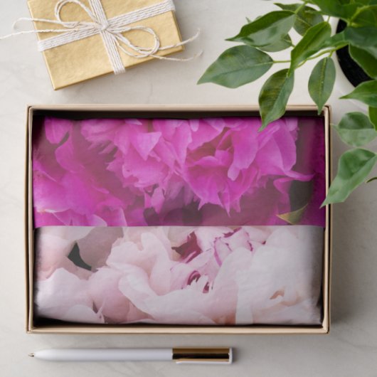 Elegante Baby Pink und Fuchsia Peonies Seidenpapier (Geschenk)