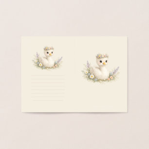 Elegante Baby-Schwan-Wildblumen-Aquarell-Papeterie Folienkarte