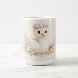 Elegante Baby-Schwan-Wildblumen-Aquarell-Papeterie Kaffeetasse