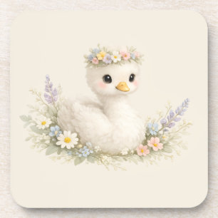 Elegante Baby-Schwan-Wildblumen-Wasserfarben-Papet Getränkeuntersetzer