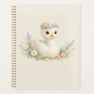 Elegante Baby-Schwan-Wildblumen-Wasserfarben-Papet Planer