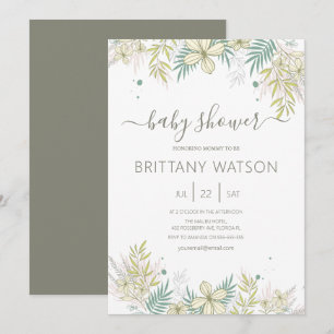 Elegante Baby-Shower-Einladung mit Blumenmuster Einladung